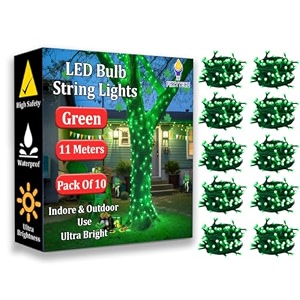 fizzytech 11 meter 40 led green fairy string lights 5mm decorative lights for home wall decoration diwali christmas wedding party amp garden decor pack of 10