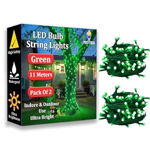 fizzytech 20 meter 60 leds 8mm decorative string light  green led fairy light for diwali christmas weddings amp home decoration  polycarbonate pack of 560 led 8mm green p-5