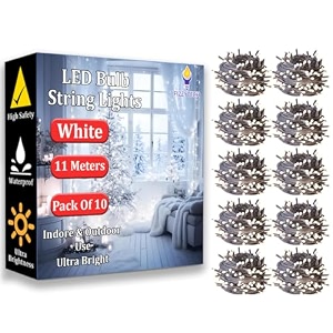 fizzytech 11 meter 40 led white decorative string lights 5mm fairy lights for home decoration wall bedroom balcony diwali christmas amp party decor pack of 10