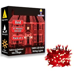 fizzytech 11 meter 40 led red fairy string light 5mm decorative wall light for home decoration diwali christmas wedding bedroom amp party decor pack of 1