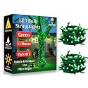 fizzytech 20 Meter 60 LEDs 8MM Decorative String Light | Green LED Fairy Light for Diwali, Christmas, Weddings &amp; Home Decoration | Polycarbonate, Pack of 5(60 LED 8MM Green P-5)