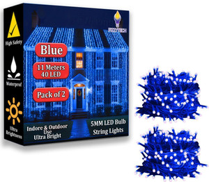 fizzytech 40 leds 11 m blue flickering string rice lights