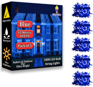 fizzytech 40 leds 11 m blue flickering string rice lights