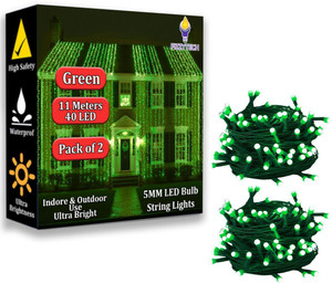 fizzytech 40 leds 11 m green flickering string rice lights