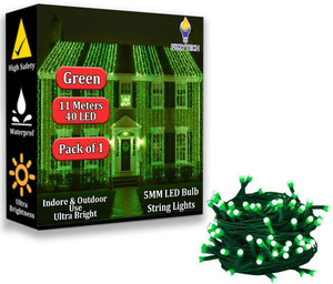 fizzytech 40 leds 11 m green steady string rice lights