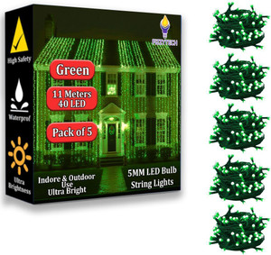 fizzytech 40 leds 11 m green steady string rice lights