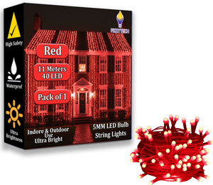 fizzytech 40 leds 11 m red flickering string rice lights