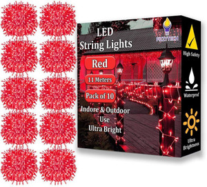 fizzytech 40 leds 11 m red steady string rice lights pack of 10