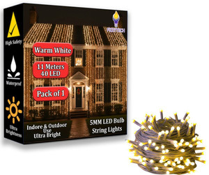 fizzytech 40 leds 11 m yellow flickering string rice lights