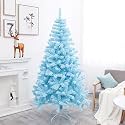 fizzytech 5 Feet Blue Snow Flocked PVC Artificial Christmas Tree with 492 Tips | Premium Decorative Look | Durable PVC Material | Metal Stand | Easy 3-Step Assembly | Christmas Home Decoration