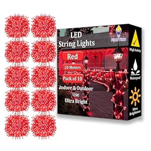 fizzytech 15 meter 60 led red 5mm fairy string lights for home decoration wall diwali christmas wedding amp party decor pack of 10