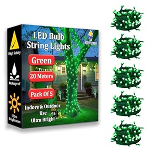 fizzytech 20 meter 60 leds 5mm decorative string light green led fairy light for diwali christmas weddings amp home decoration  polycarbonate pack of 560 led 5mm green p-5