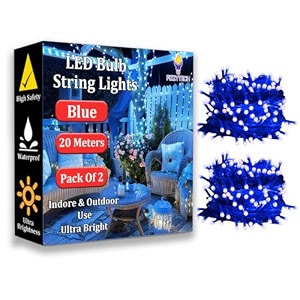 fizzytech 20 meter 60 leds 5mm decorative string light  blue led fairy light for diwali christmas weddings amp home decoration  polycarbonate pack of 10 60 led blue 5mm p-10