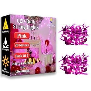 fizzytech plastic 60 led rice light for decoration diwali christmas lights of home decoration bedroom wedding birthday party patio 20 meter 60 led pack of 2 pink