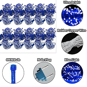 fizzytech 15 meter 60 led blue 5mm fairy string lights for home decoration diwali christmas wedding amp party decor pack of 10