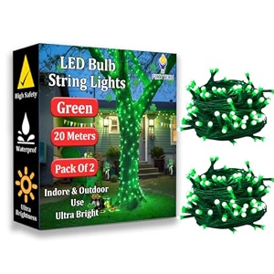 fizzytech plastic 60 led rice light for decoration diwali christmas lights of home decoration bedroom wedding birthday party patio 20 meter 60 led pack of 2 green