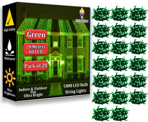 fizzytech 60 leds 20 m green steady string rice lights