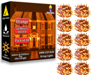 fizzytech 60 leds 20 m orange steady string rice lights