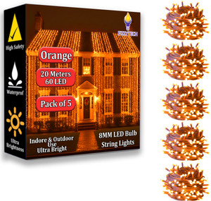 fizzytech 60 leds 20 m orange steady string rice lights
