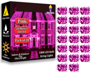fizzytech 60 leds 20 m pink steady string rice lights
