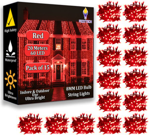fizzytech 60 leds 20 m red steady string rice lights
