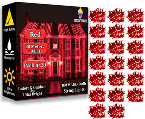 fizzytech 60 leds 20 m red steady string rice lights