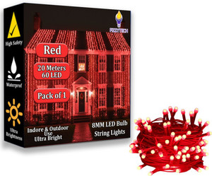 fizzytech 60 leds 20 m red steady string rice lights