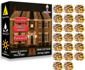fizzytech 60 leds 20 m yellow steady string rice lights