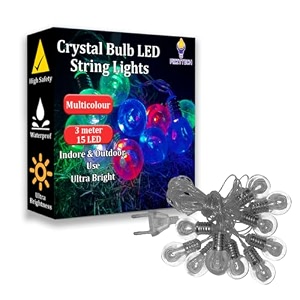 fizzytech crystal bulb led string lights  4 meter 10 multicolor leds ultra bright waterproof indoor amp outdoor use decorative lighting for home garden diwali party christmas
