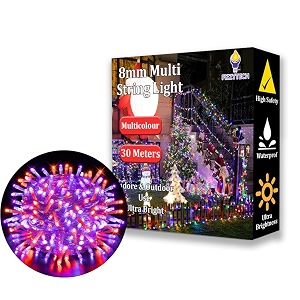 fizzytech diwali decorative led string lights serial bulbs lights of home decoration - multicolor 13 meter - 42 led 30 meter 8 mm