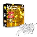 fizzytech Kohinoor LED String Lights – 11 Meter, 40 Warm White LEDs, Ultra Bright, Waterproof, High Safety, Indoor &amp; Outdoor Decorative Lighting for Home, Garden, Diwali, Party, Christmas