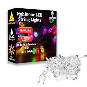 fizzytech kohinoor led string lights  11 meter 40 multicolour leds ultra bright waterproof high safety indoor amp outdoor decorative lighting for home garden diwali party christmas