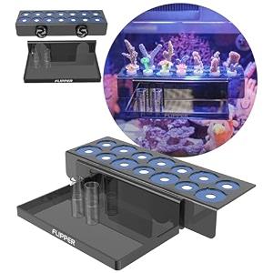 flpper flipper magnetic frag station - aquarium frag rack with removeable shelf - holds 14 frags - blue