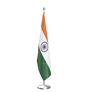 the flag company india national flag with 6-foot stainless steel pole  premium bharat flag display set  indoor floor standing flag for office school government institutions amp events
