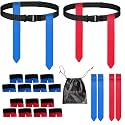 Flag Football Set for 14 Players, 7v7 Red & Blue Flags with 4 Extra Flags