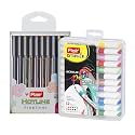 Flair Creative Series 10 Colorful Shades Hotline Fineliner &amp; 12 Multicolor Shades Acrylic Paint Marker Combo | Ideal for Mandala, Sketching, Doodling, Journal, Coloring, Canvas Painting, DIY Crafts