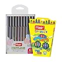 Flair Creative Series 10 Vibrant Colorful Shades Hotline Fineliner &amp; 10 Bright Multicolor Shades 2-In-1 Watercolor Pen Art Combo | Ideal for Mandala, Sketching, Doodling, Journal, Coloring, Painting