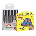 FLAIR Hotline 0.7 to 1 mm Metal Tip Fineliner Pen Blister Pack | Light Weight Body With Comfortable Grip | Ideal For Mandala, Sketching, Doodling, Journal &amp; Outline| Multicolor Ink, Pack of 10 Pens