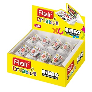 flair creative series bingo eraser box pack neat amp dust free erasing  triangle shape for easy to grip  non-toxic amp safe for childrens  pack of 40