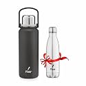 Flair Drip Vaccum Insulated Steel Bottle 1500 ML Black | Leak Proof | Office Bottle | Gym | Home | Kitchen | Hiking | Trekking (Black, 2000 ML)