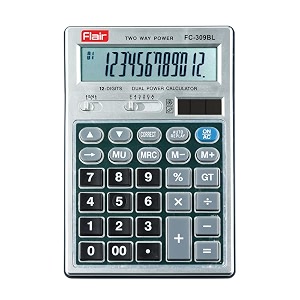 flair fc-309 desktop series calculator  best key layout  gt keys with metal cladding  mark up with battery dual power  99 steps check amp correct  for home office and shop use  grey pack of 1