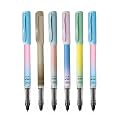 FLAIR Inky Move Fountain Pen Blister Pack | Attractive Matte Finish Pastel Body Colors | Free 2 Pieces X-Large Jumbo Cartridges Each Pack | Blue Ink, Pack of 6