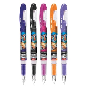 flair inky series sports surfing liquid ink fountain pen blister pack  free 2 pieces x-large jumbo cartridges  cute amp stylish pen for kids girls students teens gifts  blue ink pack of 6