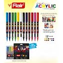 FLAIR Liquid Acrylic Marker 12 Assorted Shades With Brush Tip, High & Rich Pigmented Colours| True Opaque, Bold & Broad Strokes, Multi-Surface Use| For Abstract, Pop & Graphic Design Art