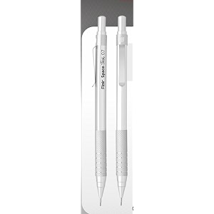flair space-tech 07mm mechanical pencil silver metal body with brass mechanism textured grip pocketable clip includes 20 leads