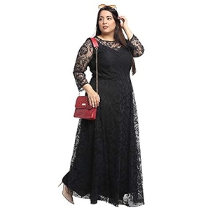 Flambeur Womens Net Fit and Flare Maxi