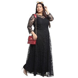 Flambeur Womens Net Fit and Flare Maxi