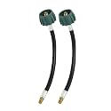Flame King E12INPT-X2 2-Pack 12-inch Pigtail Hose Connectors, 1/4" Male Inverted Flare (NOT NPT) for RV, Van, or Trailer, Propane Tank 2-Stage Auto Changeover Regulators, Black/Green