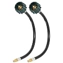 Flame King E15INPT-X2 Pigtail Hose Connectors, 1/4" Male Inverted Flare (NOT NPT) for RV, Van, or Trailer, Propane Tank 2-Stage Auto Changeover Regulators, 15 inches (2-Pack), Black/Green
