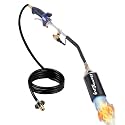 Flame King Propane Torch Kit Heavy Duty Weed Burner, 340,000 BTU with Piezo Igniter (Self Igniting), with 10-ft Hose for Weed Burning, Melting Ice and Snow, and Roofing